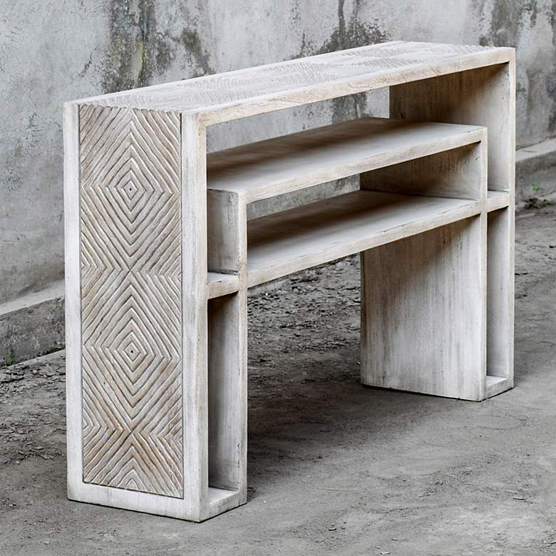 Image 1 Uttermost Genara 48"W Aged Bone Multi-Display Console Table