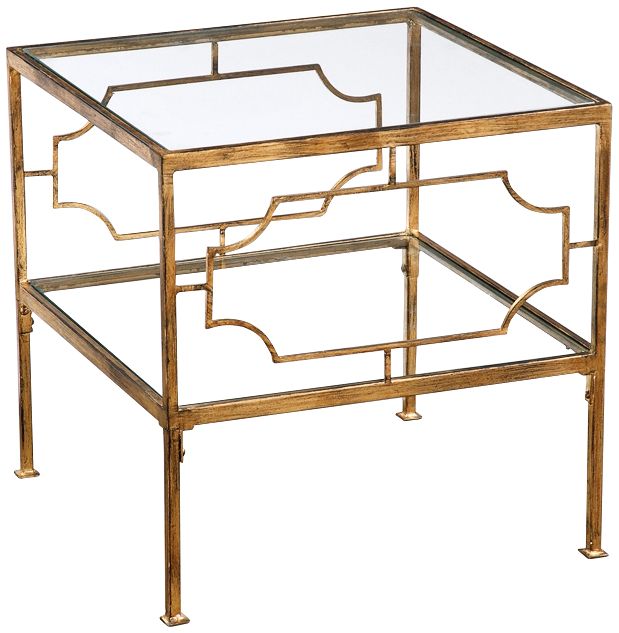 Uttermost Genell Gold Leafed Iron Cube Accent Table