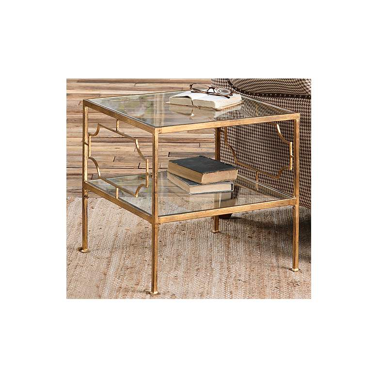 Image 2 Uttermost Genell Gold Leafed Iron Cube Accent Table more views