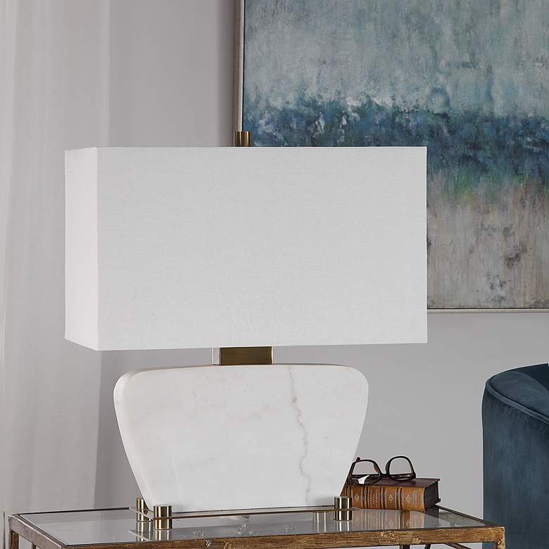 Image 1 Uttermost Genessy White Marble Accent Table Lamp
