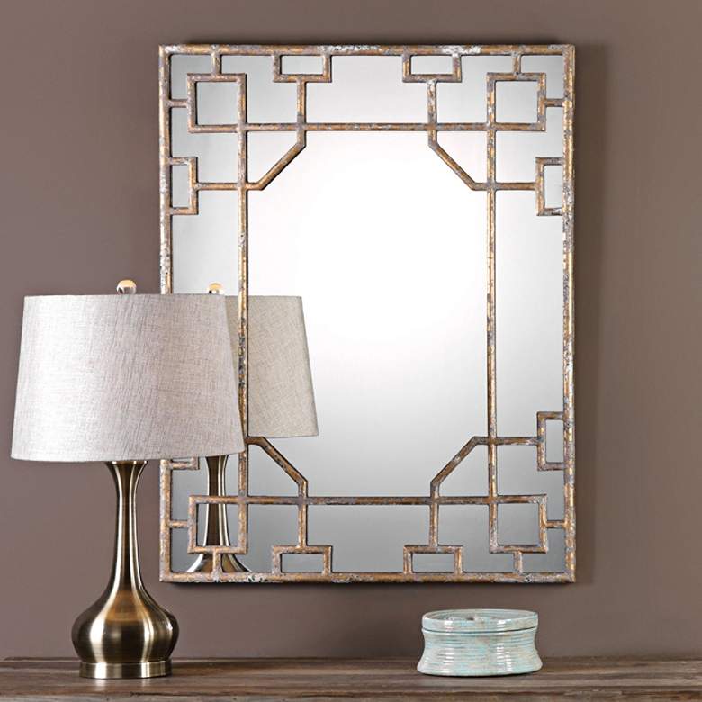 Image 1 Uttermost Genji Gold Leaf and Gray 27 3/4x36 Wall Mirror