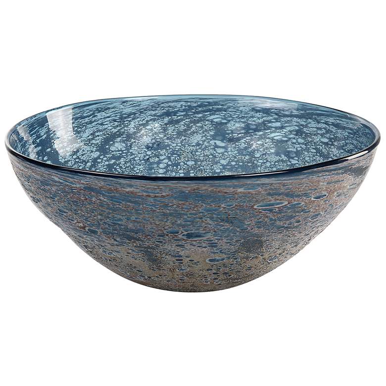 Image 1 Uttermost Genovesa 14.25" Aqua Blue Glass Bowl