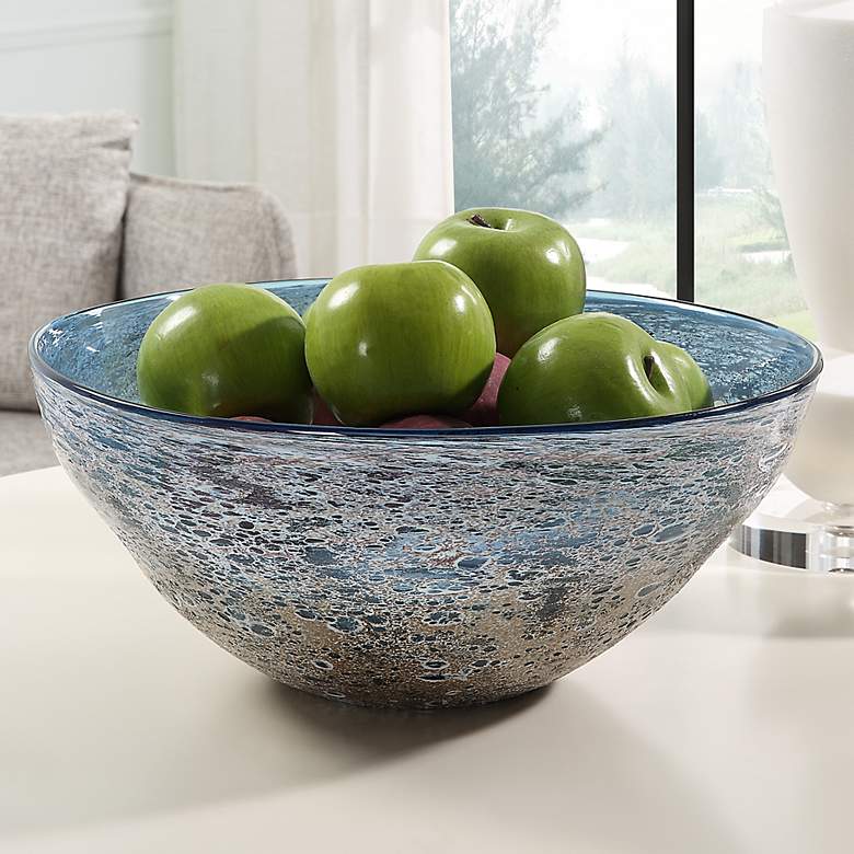 Image 1 Uttermost Genovesa Aqua Blue Art Glass Decorative Bowl