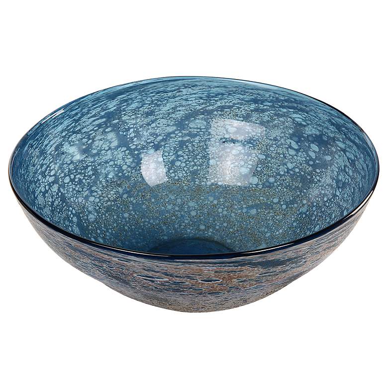 Image 4 Uttermost Genovesa Aqua Blue Art Glass Decorative Bowl more views