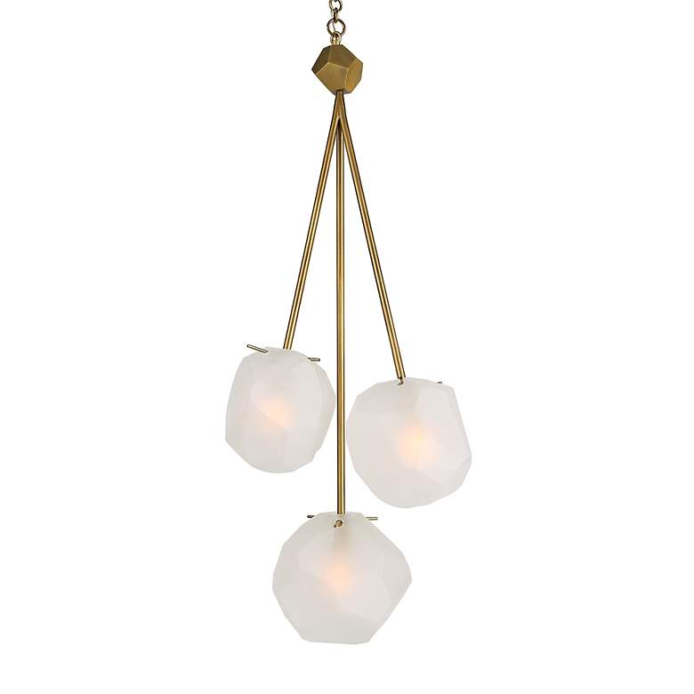 Image 2 Uttermost Geodesic 14" Wide Antique Brass 3-Light Pendant