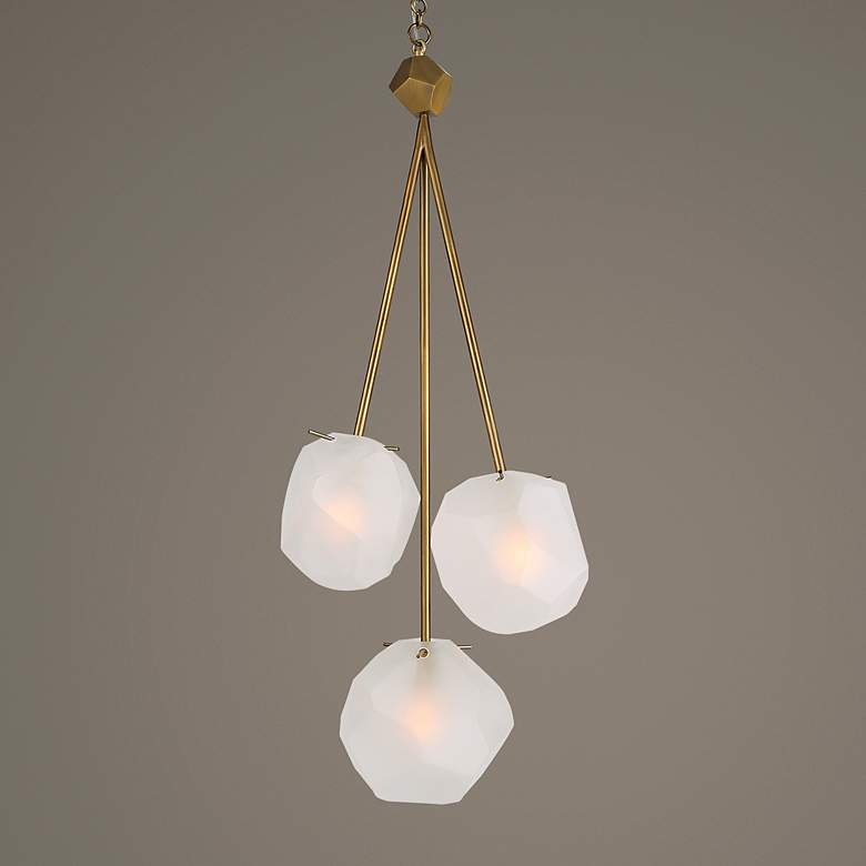 Image 3 Uttermost Geodesic 14" Wide Antique Brass 3-Light Pendant more views