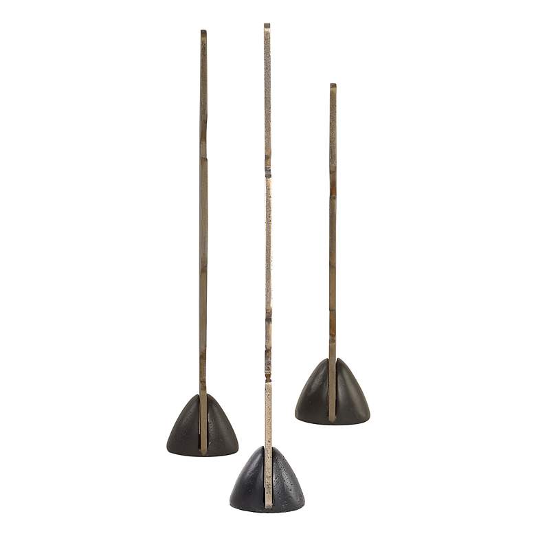 Image 3 Uttermost Geometric Echoes 3-Piece Cast Iron Sculptures more views