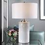 1_Uttermost Georgios 28 1/2" Aged White Ceramic Cylindrical Table Lamp