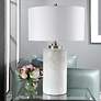 4_Uttermost Georgios 28 1/2" Aged White Ceramic Cylindrical Table Lamp more views