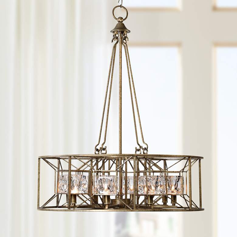 Image 1 Uttermost Ghiaccio 25"W Silver Swedish Iron 8-Light Pendant