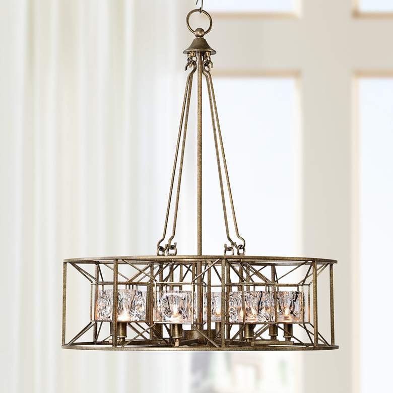 Image 1 Uttermost Ghiaccio 25 inchW Silver Swedish Iron 8-Light Pendant