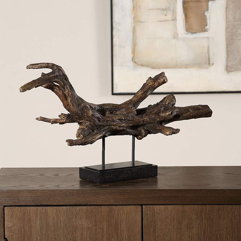Image 1 Uttermost Gilded Branch 25" Wide Dark Brown Sculpture