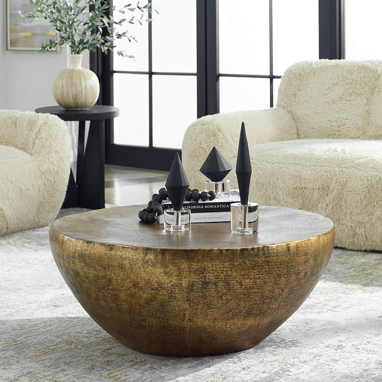 Image 1 Uttermost Gilded Dome 36" Wide Antique Gold Coffee Table
