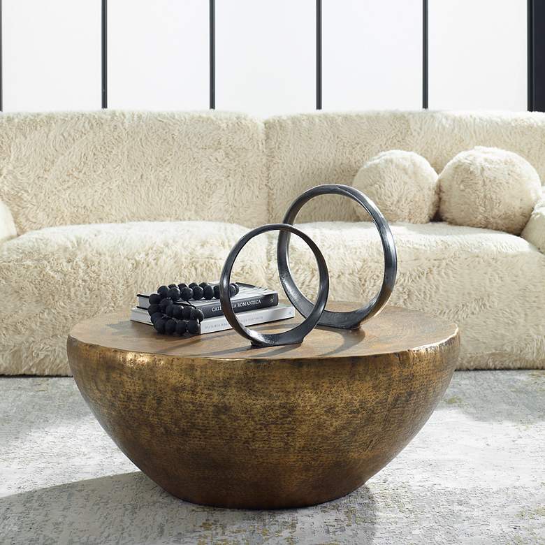 Image 3 Uttermost Gilded Dome 36" Wide Antique Gold Coffee Table more views