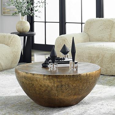 Uttermost Gilded Dome 36" Wide Antique Gold Coffee Table