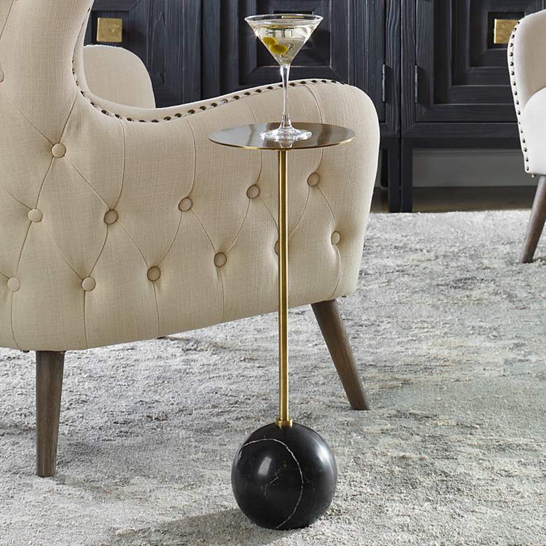 Image 1 Uttermost Gimlet 22" High Marble and Brass Art Deco Modern Drink Table