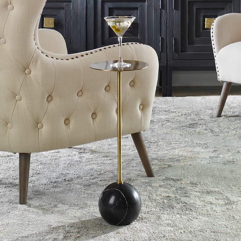 Image 1 Uttermost Gimlet 22" High Marble and Brass Art Deco Modern Drink Table
