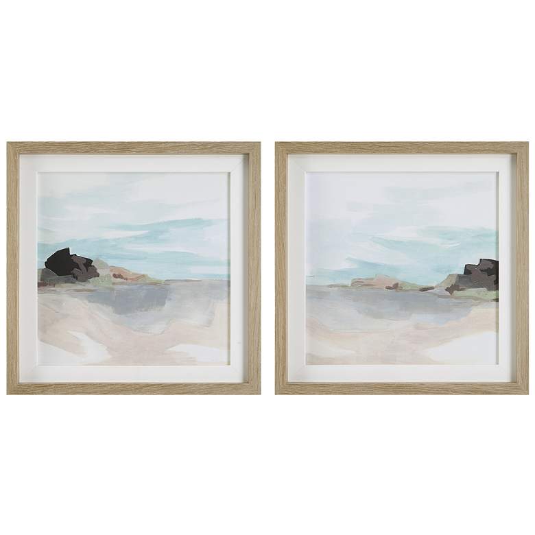 Image 1 Uttermost Glacial 22 3/4" Square 2-Piece Framed Wall Art Set