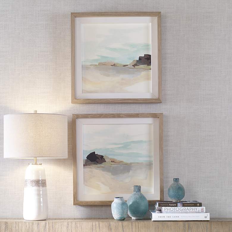Image 1 Uttermost Glacial 22 3/4" Square 2-Piece Framed Wall Art Set
