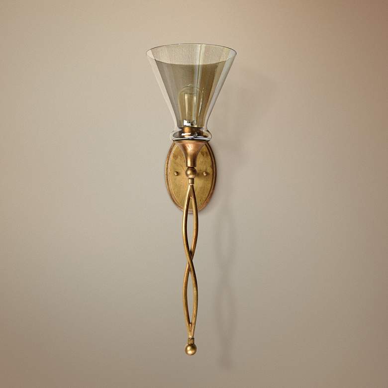 Image 1 Uttermost Glam 26 1/2 inch High Antiqued Gold Leaf Wall Sconce