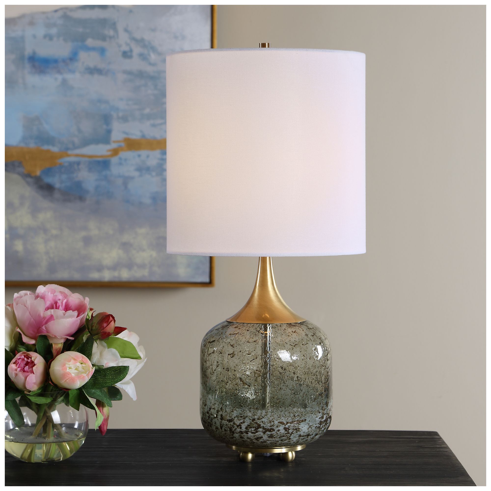 Image 2 Uttermost Glenn 20 3/4" Green Translucent Glass Table Lamp more views