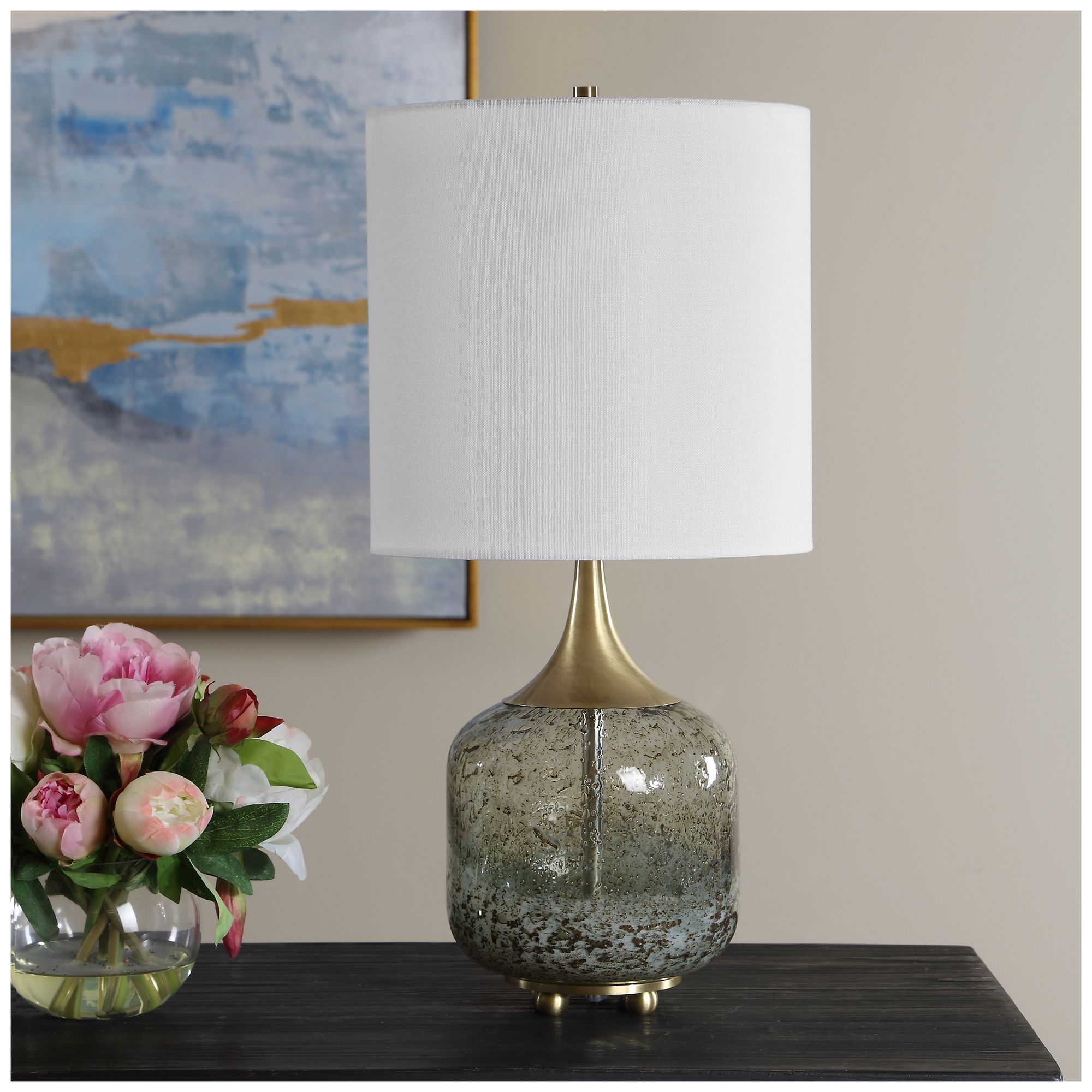 Image 3 Uttermost Glenn 20 3/4" Green Translucent Glass Table Lamp more views