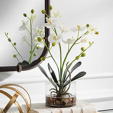 Uttermost Glory White Orchid 13"H Faux Flowers in Container