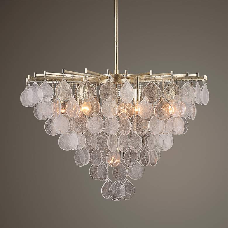 Image 1 Uttermost Goccia 38" Wide Silver Leaf 8-Light Pendant