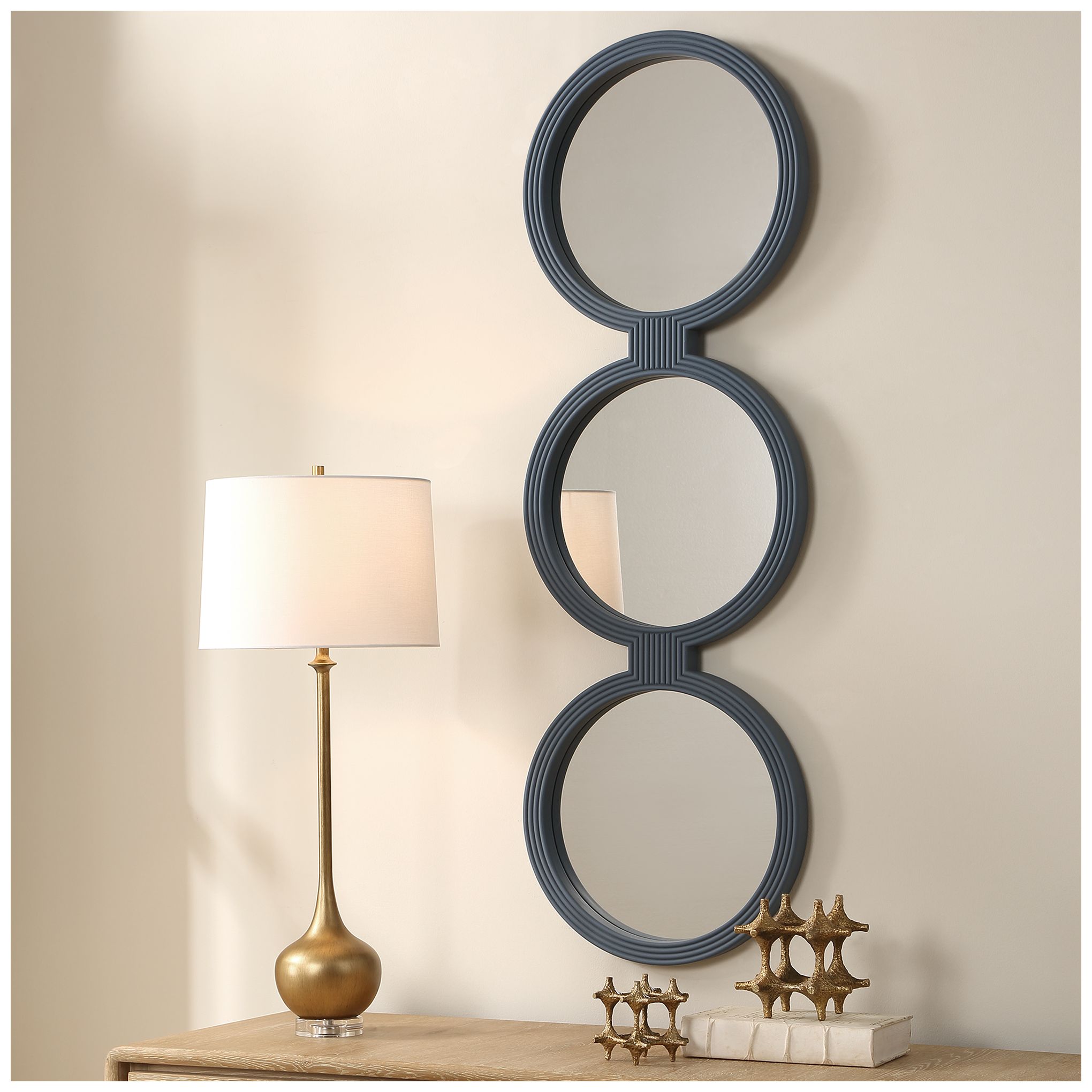 Image 3 Uttermost Going In Circles 18" x 56" Muted Blue Mirror more views