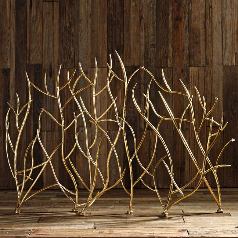 Image 3 Uttermost Gold Branches 32" High Decorative Fireplace Screen more views