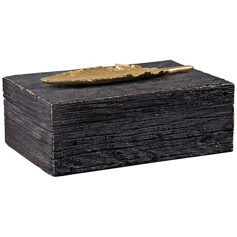 Image 1 Uttermost Gold Leaf Worn Black Decorative Box