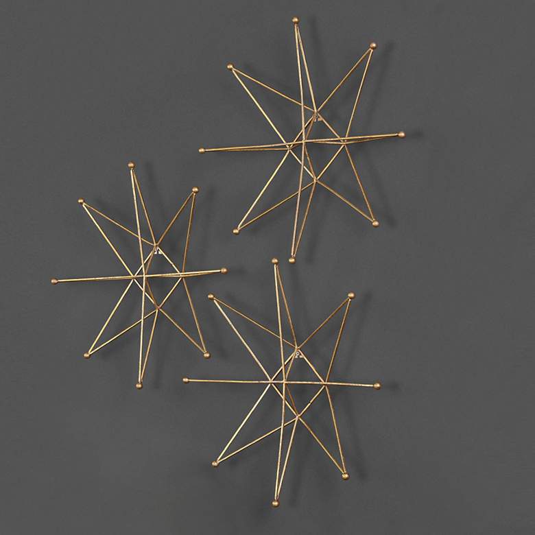 Image 1 Uttermost Gold Stars 18 1/2 inch High Metal Wall Art Set of 3
