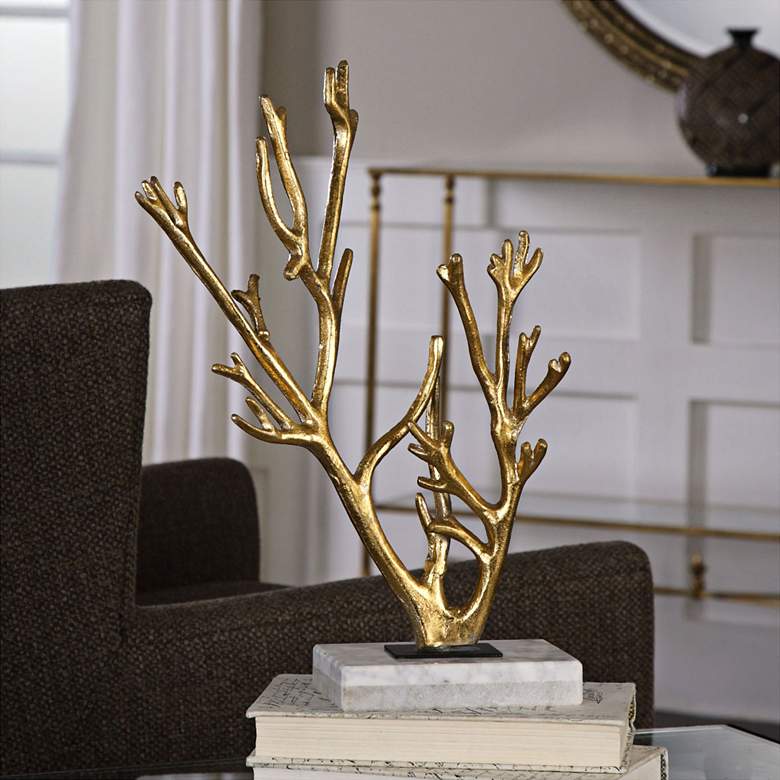 Image 1 Uttermost Golden Coral 17 inchH Antiqued Metallic Gold Sculpture