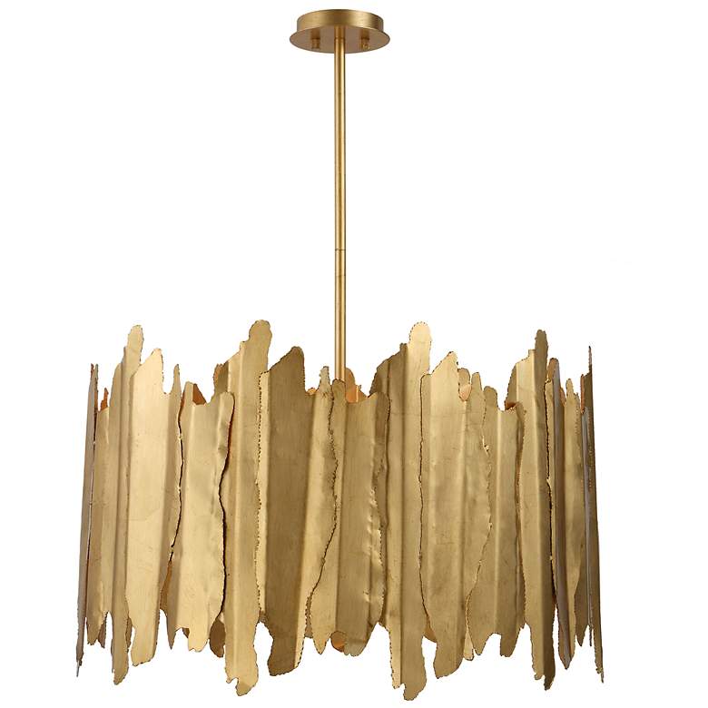 Image 1 Uttermost Golden Gate 28 inch Wide Gold Leaf Drum Pendant Light