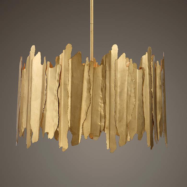 Image 1 Uttermost Golden Gate 28" Wide Gold Leaf Drum Pendant Light