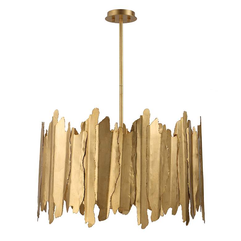 Image 3 Uttermost Golden Gate 28" Wide Gold Leaf Drum Pendant Light more views
