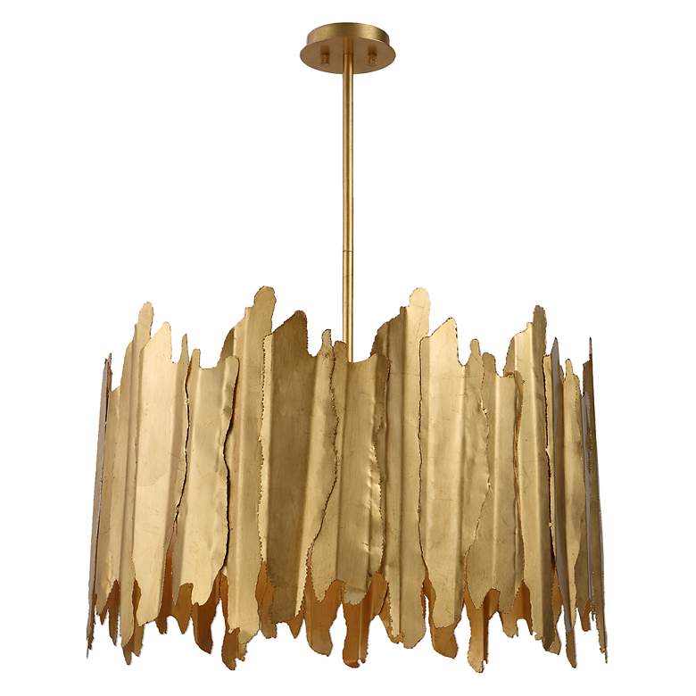 Image 4 Uttermost Golden Gate 28" Wide Gold Leaf Drum Pendant Light more views