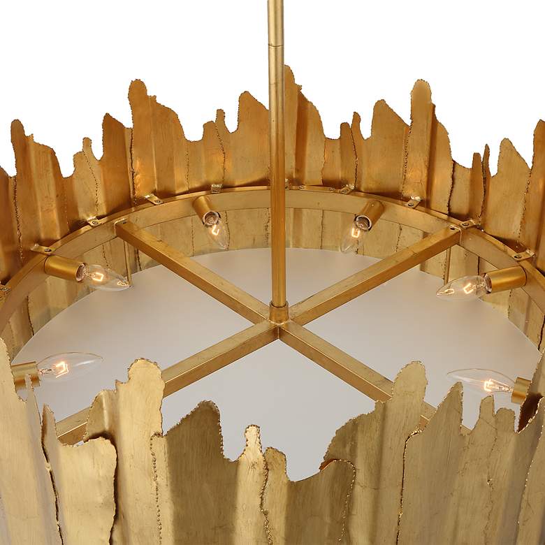 Image 6 Uttermost Golden Gate 28" Wide Gold Leaf Drum Pendant Light more views