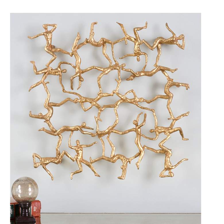 Image 1 Uttermost Golden Gymnasts Metallic Gold 19" High Wall Art