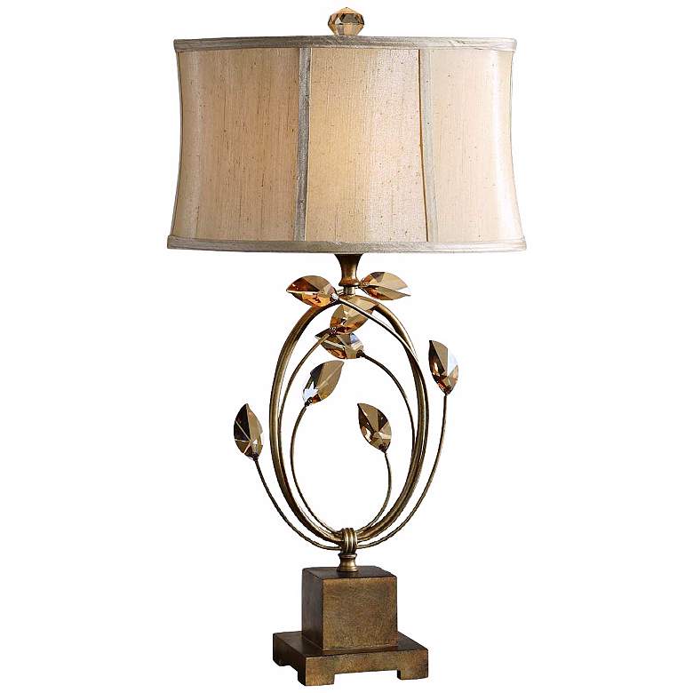 Image 1 Uttermost Golden Leaves 29 inch Crystal and Gold Table Lamp