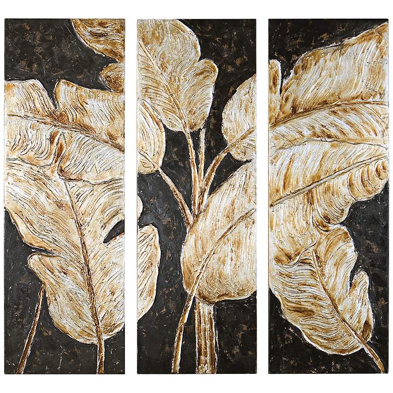 Image 1 Uttermost Golden Palms 3-Piece 47 inch High Wall Art Set