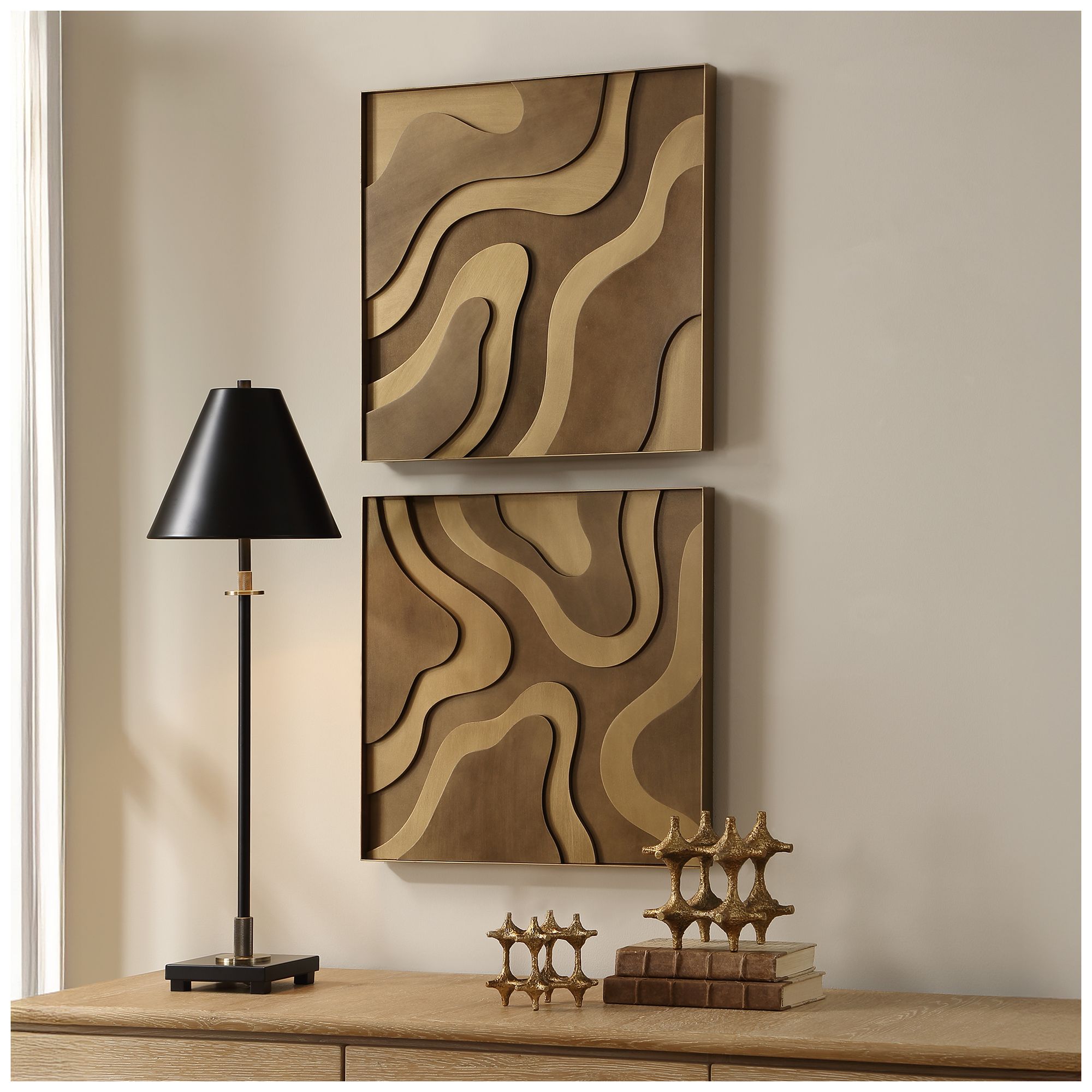 Image 3 Uttermost Golden Terrain Wood 19 7/8" Square 2-Piece Wall Decor more views