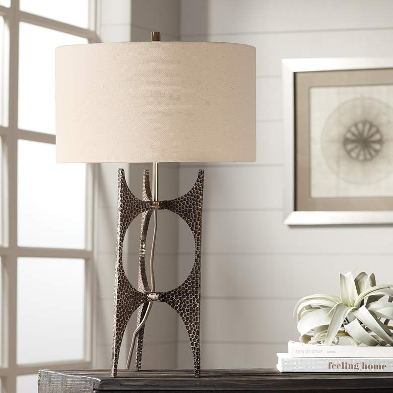 Image 1 Uttermost Goldia 26 3/4" Antique Golden Bronze Hammered Table Lamp