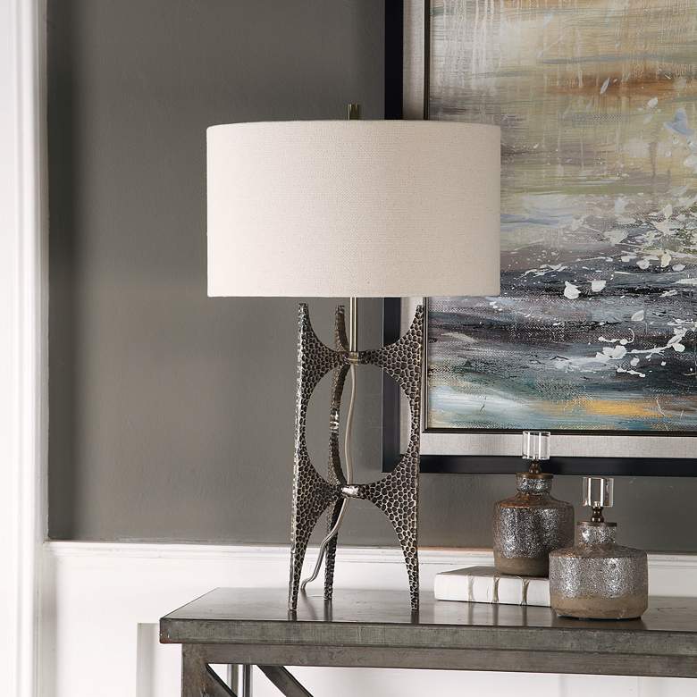 Image 6 Uttermost Goldia 26 3/4" Antique Golden Bronze Hammered Table Lamp more views