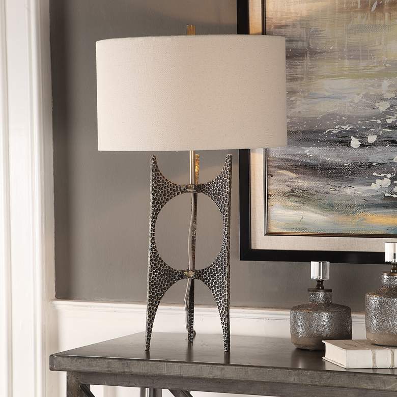 Image 7 Uttermost Goldia 26 3/4" Antique Golden Bronze Hammered Table Lamp more views