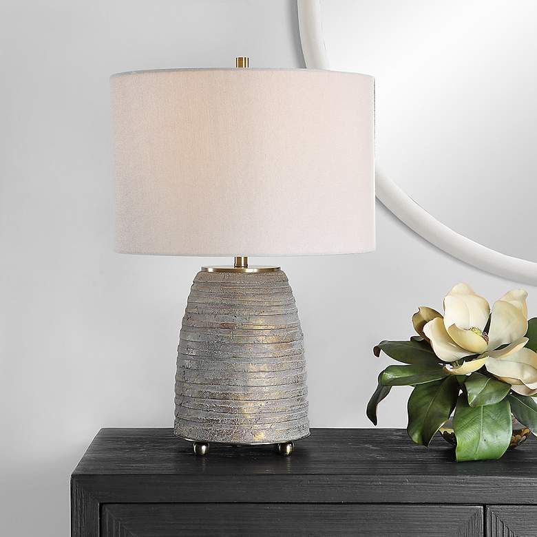 Image 1 Uttermost Gorda 22 1/2" Rustic Modern Bronze Ceramic Table Lamp