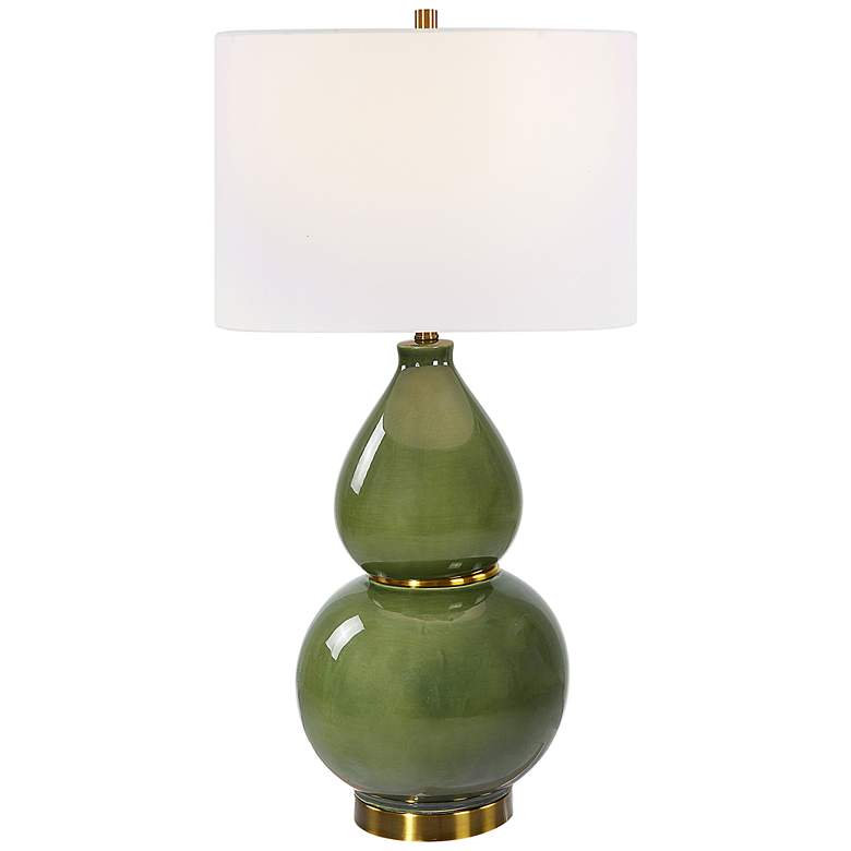 Image 2 Uttermost Gourd Moss Green Glaze Ceramic Table Lamp
