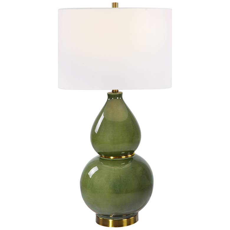 Image 1 Uttermost Gourd Moss Green Glaze Ceramic Table Lamp