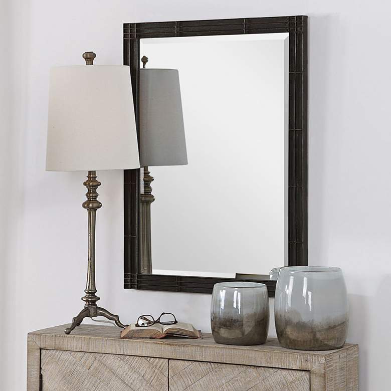 Image 1 Uttermost Gower Rustic Black 25 1/4 inch x 34 3/4 inch Vanity Mirror