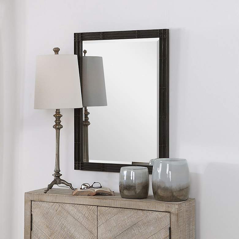 Image 4 Uttermost Gower Rustic Black 25 1/4 inch x 34 3/4 inch Vanity Mirror more views